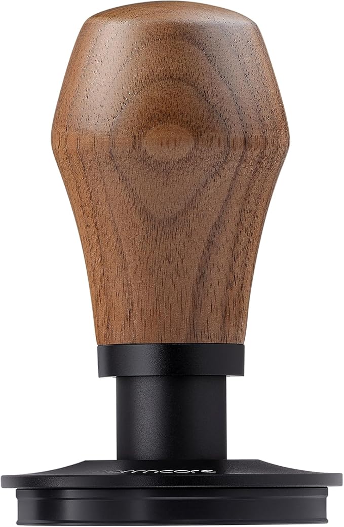 Normcore 53.3mm Espresso Coffee Tamper V4 - Spring Loaded Tamper With Titanium PVD Coating Ripple Base -15lb / 25lb / 30lbs Replacement Springs, Genuine American Walnut Handle