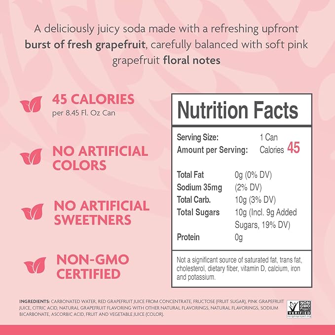 Fever-Tree Sparkling Pink Grapefruit - Premium Quality Mixer - Refreshing Beverage for Cocktails & Mocktails. Naturally Sourced Ingredients, No Artificial Sweeteners or Colors - 8.5 Fl Oz Cans - Pack of 4