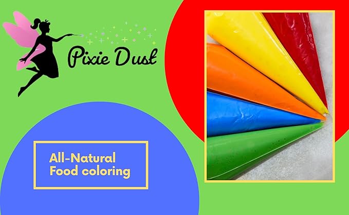 All-Natural Food Coloring Powder set. Colors: Red, Yellow, Blue, Green. Dye-Free/Plant-Based/Non-Carmine/Non annatto/FLAVORLESS by PIXIE DUST (Medium .17 oz Each Color .68 oz/20 gr Total)