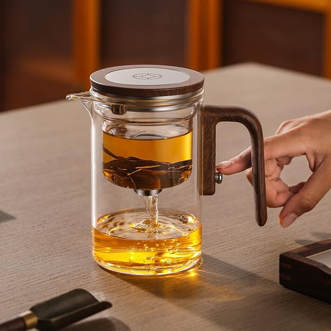 Enchanti Tea Pot, Magic Glass Teapot with Strainer,Magnetic Water Separation with Infuser -800ml/27.1oz