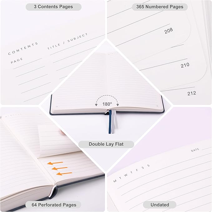 &And Per Se Lined Journal Notebook, 365 Pages, A5, 5.7'' x 8'' 100GSM Thick Paper, Journals for Writing, Hardcover Notebooks for Women Men (Blue)