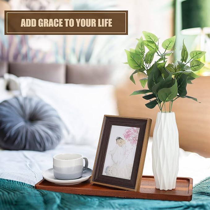 10 Pack Solid Wood Serving Trays 16.7 x 6.4 Inch Acacia Wooden Server Platter Rectangular Charcuterie Boards with Grooved Handle for Home Room Coffee Cheese Appetizer Table Farmhouse Serving Decor