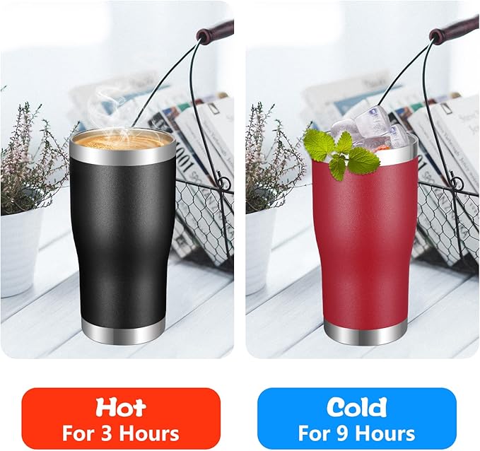 VEGOND 20oz Tumbler Stainless Steel Tumbler Cup with Lid And Straw Vacuum Insulated Double Wall Travel Coffee Mug(Black 12 Pack)