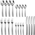 20-Piece Stainless Steel Flatware Set, Service for 4 — 4 × 5-Piece Place Settings (Knife, Dinner Fork, Salad Fork, Dinner Spoon & Teaspoon), Mirror-Finish, Dishwasher Safe Silverware