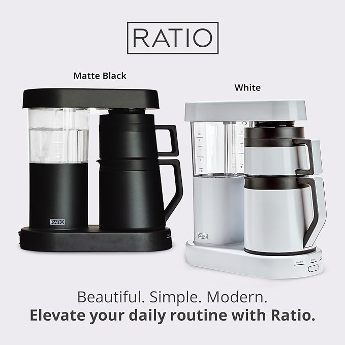 Ratio Six Series 2 Coffee Machine - Automatic Drip Coffee Maker - 1.25L/40oz - Brews 2-8 Cups - Matte Black
