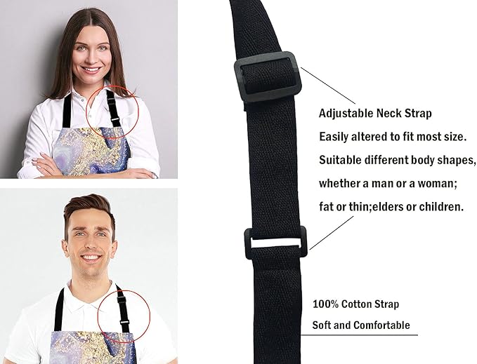 Marble Apron, Colorful Natural Luxury Gouache Landscape Unisex Kitchen Bib with Adjustable Neck for Cooking Gardening,Adult Size