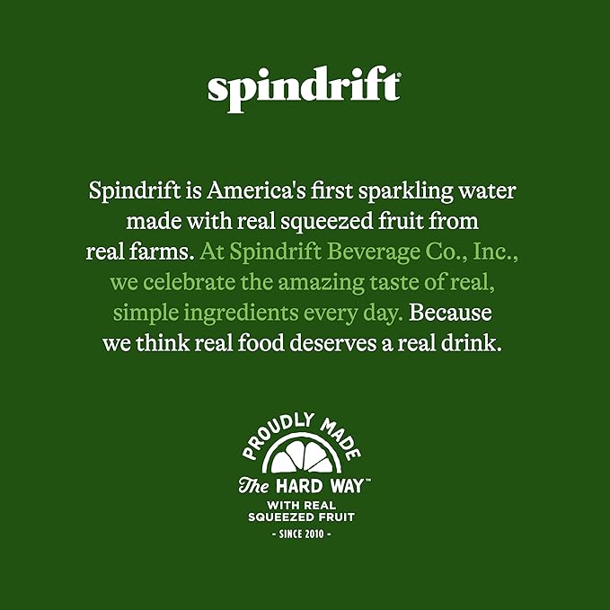 Spindrift Sparkling Water, Berry Belli-no Flavored, Made with Real Squeezed Fruit, 12 Fl OZ Cans, Pack of 24 (Only 13 Calories per Can)