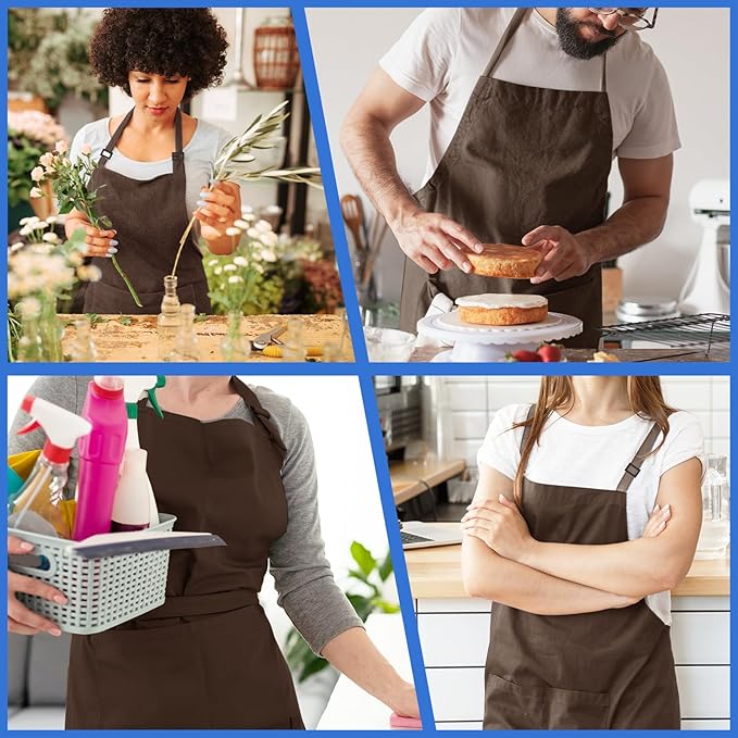 4 Pack Chef Apron, Adjustable Apron with 2 Pockets, Unisex Personalised Apron for Cooking, Kitchen, Restaurant