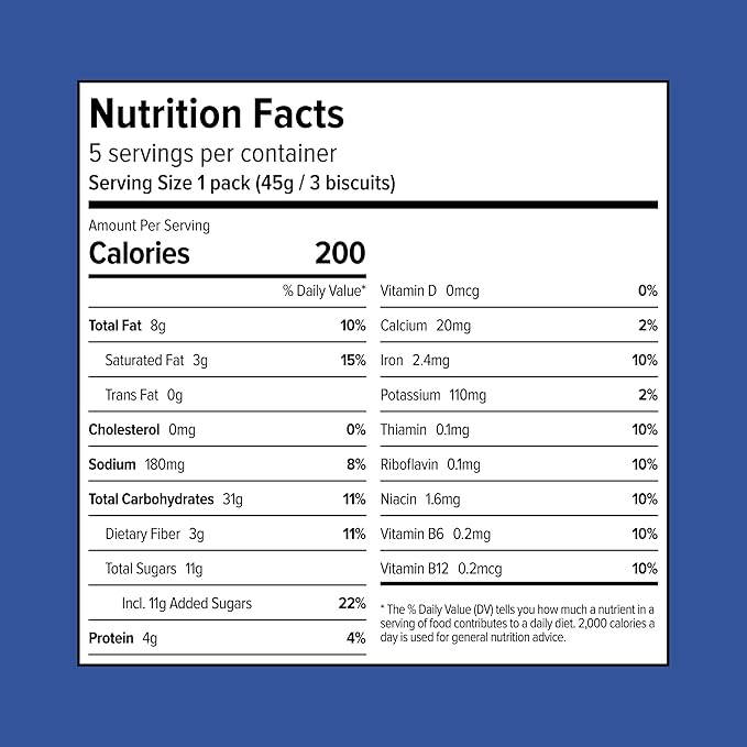 Sweet Loren's Vegan Breakfast Biscuits | Blueberry | 4g Protein, 19g Whole Grains | Plant Based, Gluten Free, Dairy Free, Nut Free Snacks | 3 Pack (15 Total Biscuits, 1.6 ounce each)