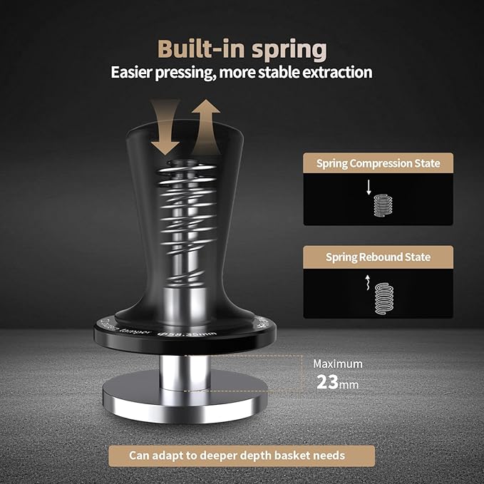 MHW-3BOMBER 45mm Coffee Tamper, 2 Spring Loaded Espresso Tamper Tool, Auto-Leveling Press Tamper Without Tilting,45.5mm Ripple Base, T7116T