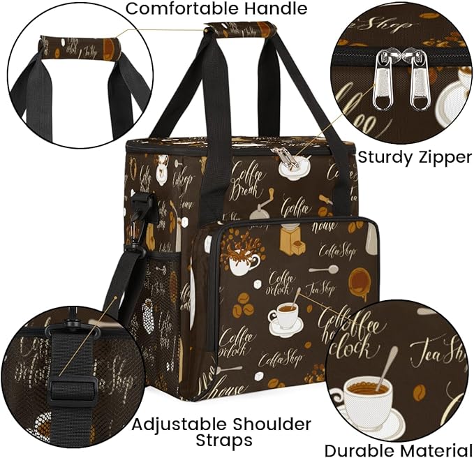 cfpolar Coffee Maker Storage Bag, Waterproof Travel Carrying Storage Tote Bag Organizer Case, Compatible with K-Mini or K-Mini Plus, And Suitable for Other Accessories， With Pockets for K-Cup Pods
