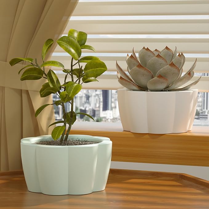 2 Pack Flower Pot Succulent Candle Mold Resin Casting Silicone Molds for Home Decor & Candle Making Wave Spiral Mold