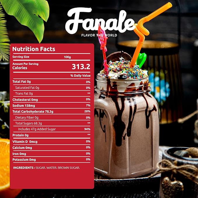 Fanale Premium Flavoring Concentrated Syrup for Bubble Tea 9.5 lb | Hand Crafted Brown Sugar Syrup | for Boba Tea, Smoothies, Slushes, Desserts | 9.5lb | SRP370