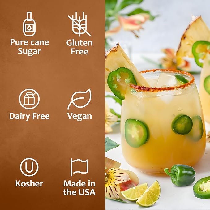 Syruvia Spicy Margarita Mix Syrup For Drinks 25.4 Oz. - Kosher & Gluten Free, No Coloring, Perfect for Drinks, Soda, Shakes, Desserts, and More.