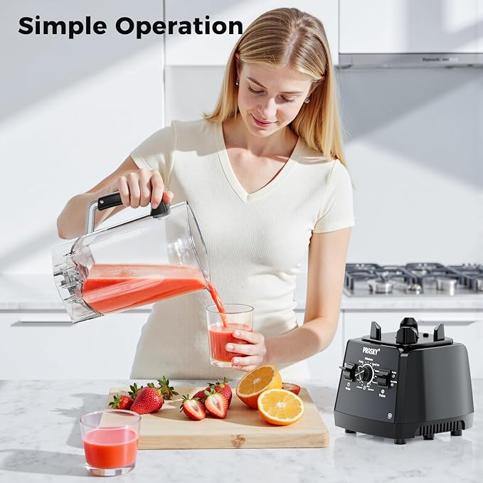 Blenders for Kitchen, Smoothie Blender, 2400W PRASKY Countertop Blender with 101oz Juice & Grinder Jar, BPA-Free, 25000 RPM Blender for Smoothies, Ice, Frozen Fruit (Gray, 3L)