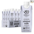 Mooala Organic Simple Almondmilk Vanilla- Shelf Stable Single Serve Cartons, 4 Ingredients, No Gums, No Oil, No Fillers, Dairy Free Plant Based Milk, On The Go 12 Pack