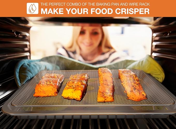 only fire Stainless Steel Baking Sheet with Rack Roasting Pans for Smokers and Pellet Grills Great Kitchen Baking Accessories