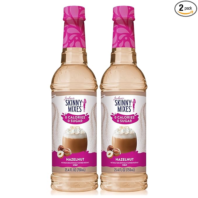 Jordan's Skinny Syrups, Hazelnut Coffee Syrup, Sugar Free, 25.4 Ounces (Pack of 2), Zero Calorie Drink Flavoring & Mixes