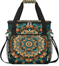 Ethnic Mandala Floral Flowers Coffee Maker Carrying Bag, Coffee Machine Travel Storage Bag Compatible with K-Mini or K-Mini Plus, Portable Single Serve Coffee Brewer Case with Pockets for K-Cup Pods