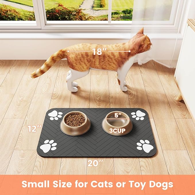 Pet Feeding Mat-Absorbent Pet Placemat for Food and Water Bowl, with Waterproof Rubber Backing, Quick Dry Water Dispenser Mat for Dog and Cat(Christmas, 17"x27")
