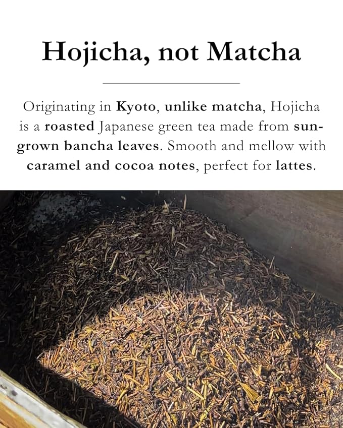 Emptea Premium Hojicha Powder for Latte - Tea Masters Blend Shizuoka Unsweetened Authentic Japanese Organic Roasted Green Tea Powder Ceremonial Grade 1.06 oz (30g)