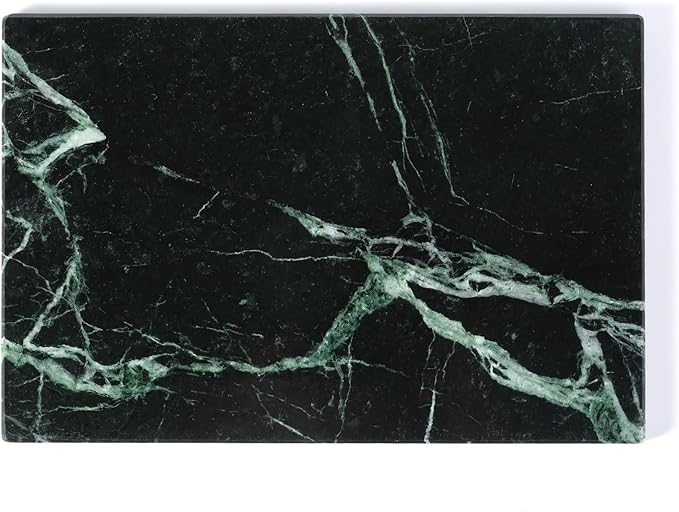 Koville Natural Green Marble Cutting Board for Kitchen Pastry Bread Macaron Display, 12" x 8" Real Stone Slab Marble Cheese Board for Home Countertop, Bathroom Perfume Tray Candle Plate