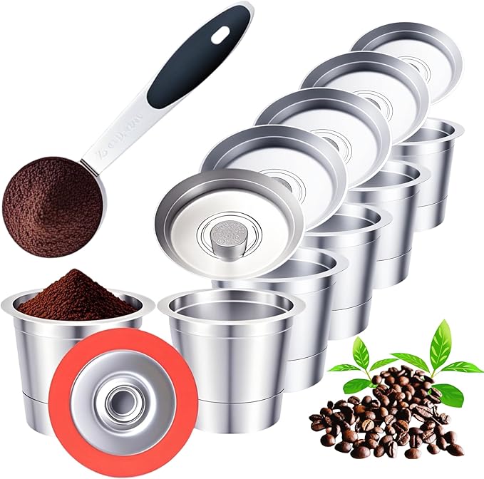 6 Pack Reusable K Cups for Keurig 2.0 & 1.0, 100% Stainless Steel Refillable Coffee Pods – BPA-Free, Ultra-Fine Mesh for Rich Flavor – Includes Scoop & 6 Seals – Eco-Friendly, Gift-Ready