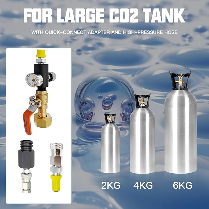 CO2 Cylinder Refill Adapter Hose, with 2000psi Pressure Gauge, Quick Adapter for CO2 Soda Compatible with Fizzi/Onetouch/Jet/AQUA FIZZ Blue Cylinder Soda Maker Accessories (60 inch)