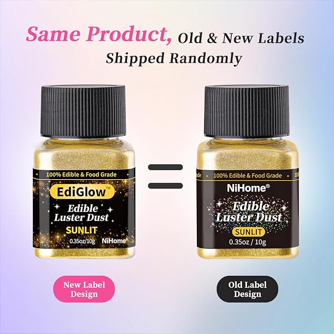 NiHome Edible Food-Grade Glitter Powder Glimmer Luster Dust Metallic Fancy Food Decorating Sprinkle Glimmery Dust for Drink Wine Beverage Cake Bakery Vegan Allergen-Free (Red, 0.35oz/10g)