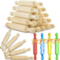 Suclain 15 Pcs Wooden Mini Rolling Pin Long Kitchen Baking Small Dough Rolling Pin for Children Fondant Pastry Pizza Crafting and Imaginative Play for Halloween and Christmas Presents (7 Inches)