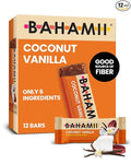 Bahamii Snack Bars, Made with Dates & Nuts, Healthy Snacks, Gluten Free, Good Source of Fiber, Only 6 Ingredients, For Kids & Adults, No Added Sugar, Vegan, 12 Pack, Coconut Vanilla