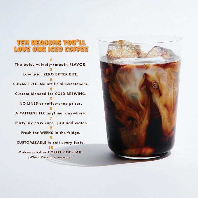 GRADY’S COLD BREW, New Orleans Style, 100% Arabica Ground Coffee & Chicory Pouches, SIX Bundles of 4 Easy-to-Brew Bean Bags, Makes 72 drinks