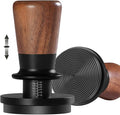 PUSEE 53.3mm Espresso Tamper,Calibrated Tamper with 30lbs Double Spring Loaded Tamper Walnut Wood Coffee Tamper for Barista Home,Titanium PVD Coating Base Tamper Espresso Tool Fits 54mm Portafilters