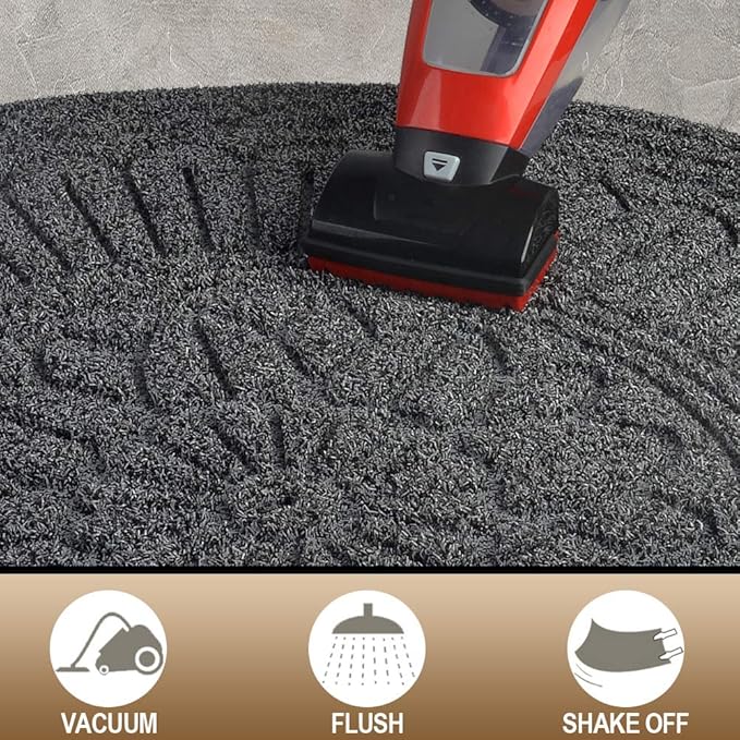 Mibao Door Mat Outdoor Indoor, 23.5" x 35.5", Half Round Door Mats, Non-Slip Front Door Mats Outdoor, Dirt Trapper Welcome Mats for Front Door, Back Door, Shoe Scraper, Grey