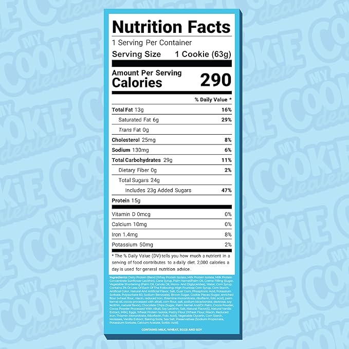 My Cookie Dealer Protein Cookies, Milk & Cookies (2.2oz, Pack of 12) - 15g Protein per Cookie - Individually Wrapped Workout Snacks for On-The-Go Travel
