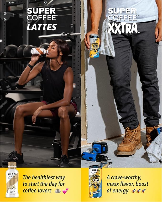 Super Coffee XXTRA, Keto Protein Coffee (0g Added Sugar, 7g Protein, 130 Calories) [Mocha] 15 Fl Oz, 12 Pack | Iced Smart Coffee Drinks - SoyFree GlutenFree