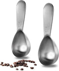 18/8 Stainless Steel Coffee Scoop: U-Taste 2 Tablespoon Metal Measuring Spoon Set of 2, Short Handled Measure Scooper for Ground Coffee, Bean, Espresso, Powder, for Canister (Silver, 2Tbsp/30ml)