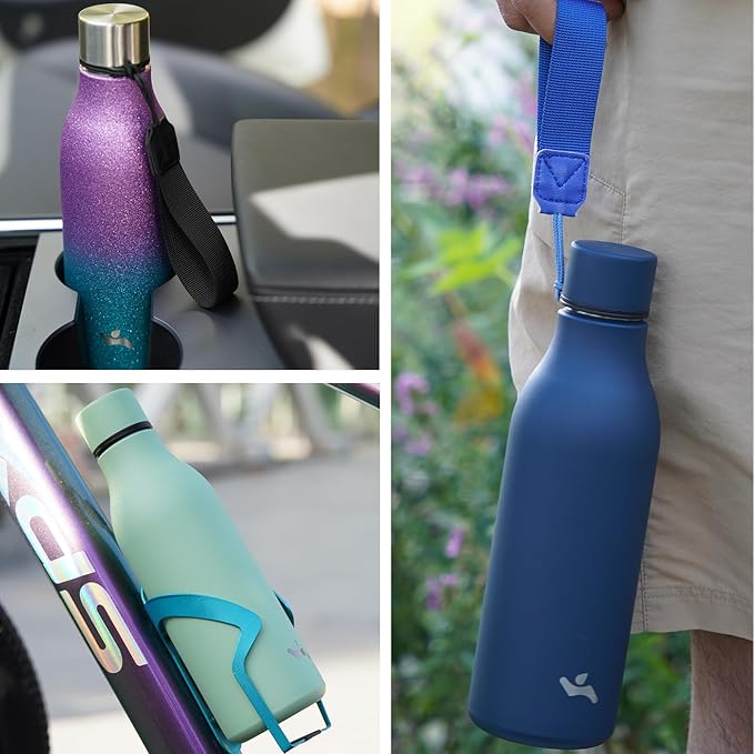 Insulated Water Bottle with Strap,18 oz Double Wall Stainless Steel Vacuum Bottles Metal Water Flask,Ocean Dream