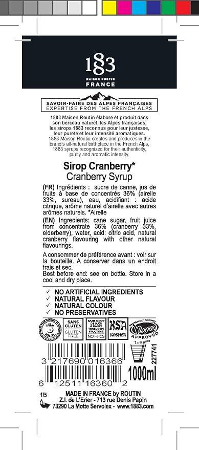 1883 Green Mint Syrup for Drinks, Made in France, 1 Liter Plastic Bottle (Pack of 2)