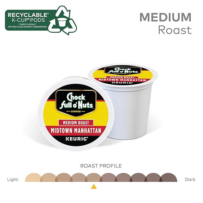Chock full o’Nuts Variety Pack Keurig K-Cup Pods for Keurig Brewers – Premium Arabica, Mild, Medium and Dark Roast – Single Serve – 4 Packs of 12 K-Cup Pods