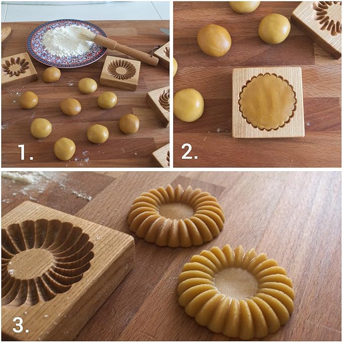 Wooden Cookie Biscuit Mold, 3D Baking Mold, Embossing Craft Decorating Baking Tool, Suitable for Halloween Thanksgiving Christmas Kitchen DIY (Shape E 10 * 10 * 2)