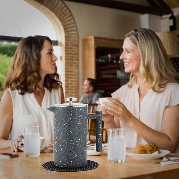 French Press Coffee Maker 34oz with Double-Insulated Stainless Steel Large Metal Coffee Press with 3 Layer Filtration System for Ultimate Coffee Tea Brewing in Travel Camping or Home