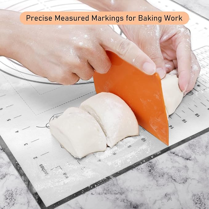 Silicone Pastry Mat with Measurement, Kids Baking Mat for Fondant, Rolling Dough, Pie Crust, Pizza and Cookies, Dough Mat, Counter Mat 12" x 16", Black