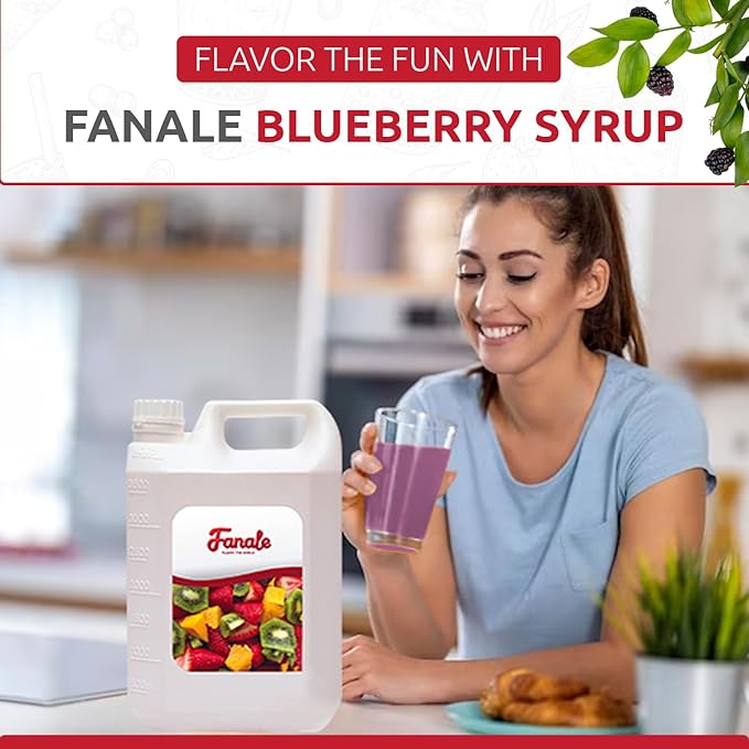 Fanale Premium Flavoring Concentrated Syrup for Bubble Tea 11 lb | Blueberry Flavor Syrup | for Boba Tea, Smoothies, Slushes, Desserts | 11lb | Pack of 4 | SRP170-CS