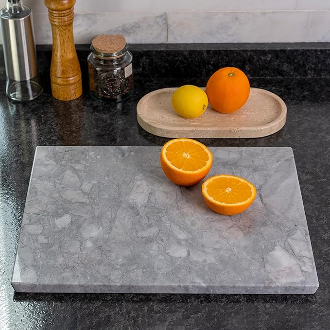 Koville Natural Marble Cutting Board for Kitchen Countertop, 16" x 12" Rectangular Marble Cutting Board Pastry Boards Cheese Boards for Home Decor, Resistant Stone Charcuterie Board Chopping Slab