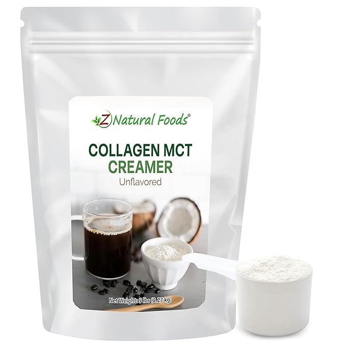 Z Natural Foods Collagen MCT Oil Creamer - Pure MCT Creamer Powder with Collagen Peptides - Collagen Creamer for Coffee, Tea & Culinary Use - Healthy Creamer, Keto & Paleo Friendly, Unflavored, 5 lb