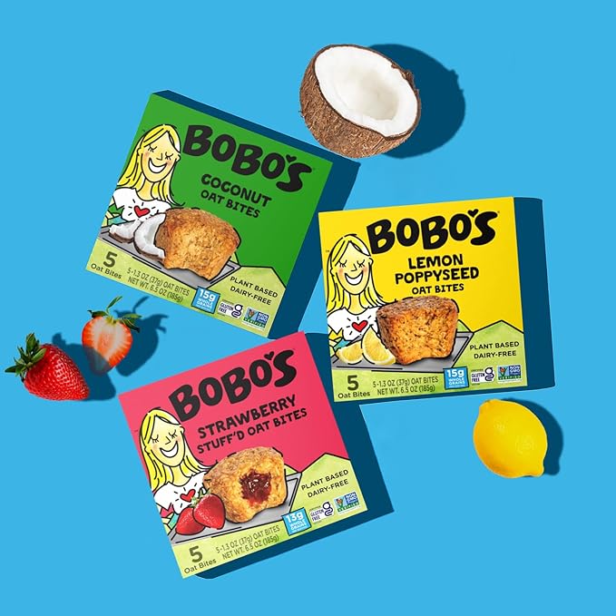 Bobo's Oat Bites, Coconut, 1.3 oz Bites (30 Pack Box), Gluten Free Whole Grain Snack, Vegan On-The-Go