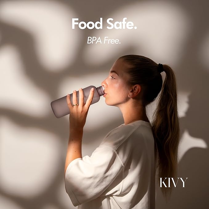 KIVY Slim Water Bottle 22oz [Lightweight & Shatterproof] - Small Drinking Waterbottle - Clear Water Bottle Without Straw for School, Sport & Travel - Transparent Bottle Dishwasher Safe, BPA Free
