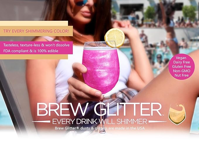 Dark Green BREW GLITTER Edible Glitter For Drinks, Cocktails, Beer, Garnish Glitter & Beverages | KOSHER & HALAL Certified | 100% Edible & Food Grade | Vegan, Gluten, Nut Free (45g Shaker, Dark Green)