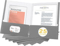 Zzrywuty File Folders with Pockets Letter Size, 25-Pack Paper Folders with Card Slot, Two Pocket Folders for School Students, Businessmen, Home and Office Workers (Grey)